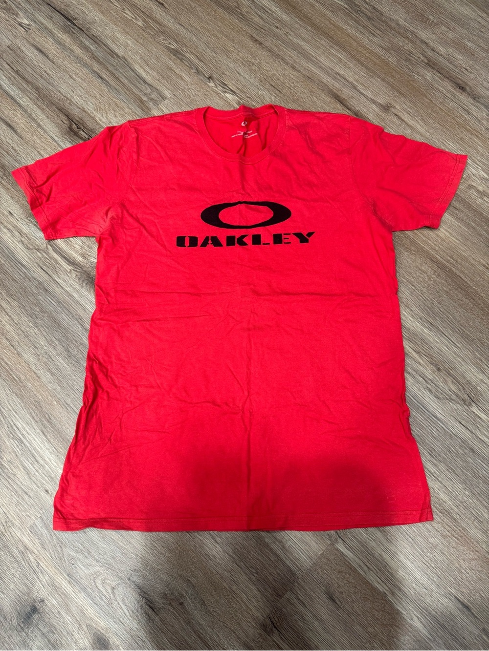 Oakley Red Short-Sleeve Logo Tee with Black Print